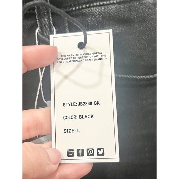 NWT Judy Blue High Waist Rhinestone Embellished Midi Denim Pencil Skirt Black L - Picture 4 of 5